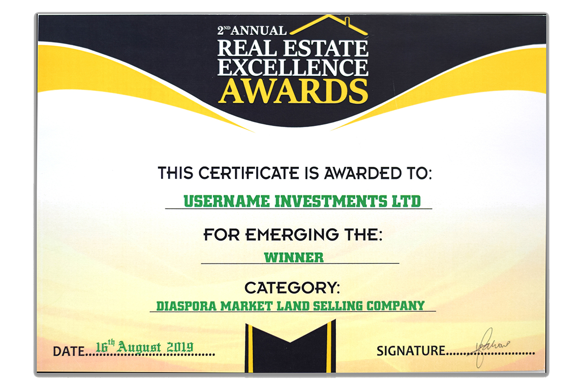 Username Investment Kenya Awarded The Best Land Selling Company
