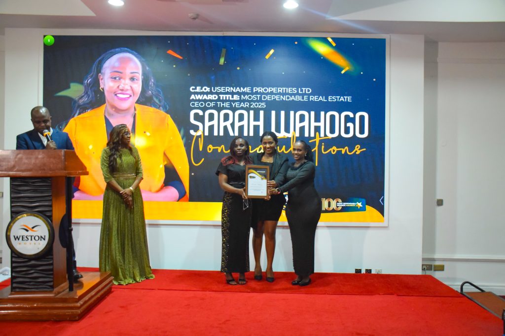 Sarah Wahogo, CEO of Username Properties Ltd., was named Most Dependable Real Estate CEO of the Year 2025